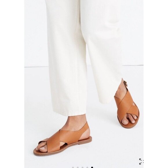 Madewell The Boardwalk Crossover Sandal Tan/Camel Leather Sz 7.5 - Picture 1 of 8